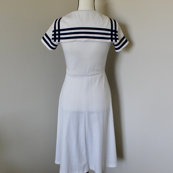 Vintage White & Navy Blue Sailor Dress - Picture 7 of 12